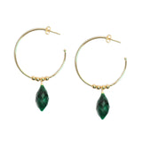 Emerald Drop Hoop Earrings