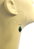 Emerald Drop Hoop Earrings